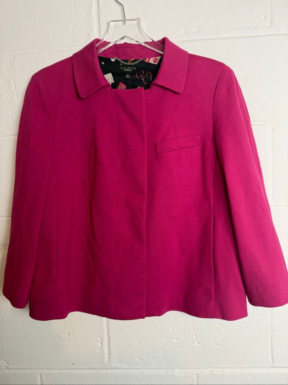 Talbots Women’s Size 16 Hot Pink Blazer Jacket Stretch Career Preppy